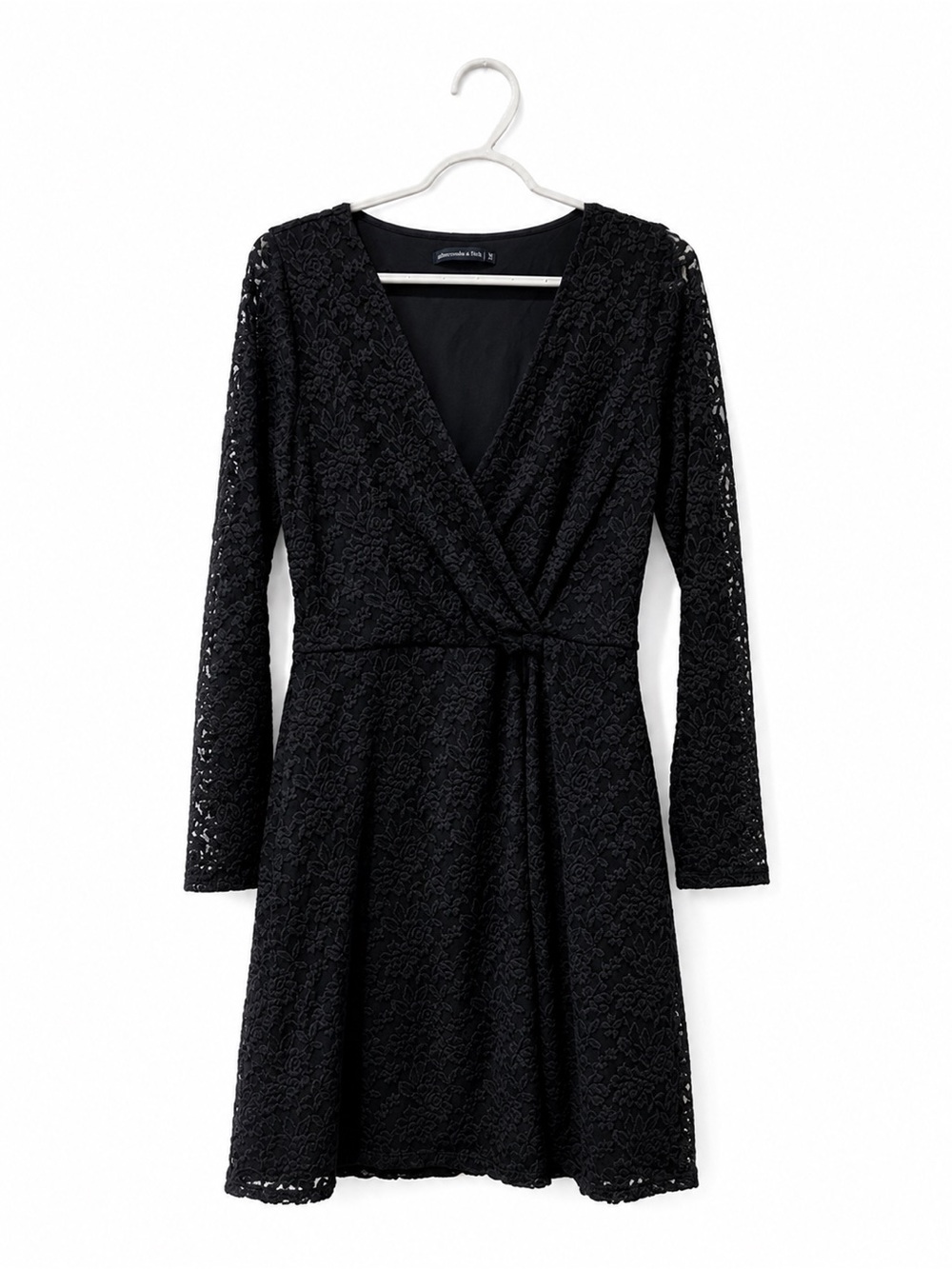 Abercrombie & Fitch Black Lace Long Sleeve Fit & Flare Dress Women’s Size Medium